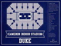 Cutler West Basketball Collection 14" x 11" / Unframed Duke Blue Devils - Cameron Indoor Stadium Seating Chart Team Color - College Basketball Blueprint Art 818516004-TOP_83096
