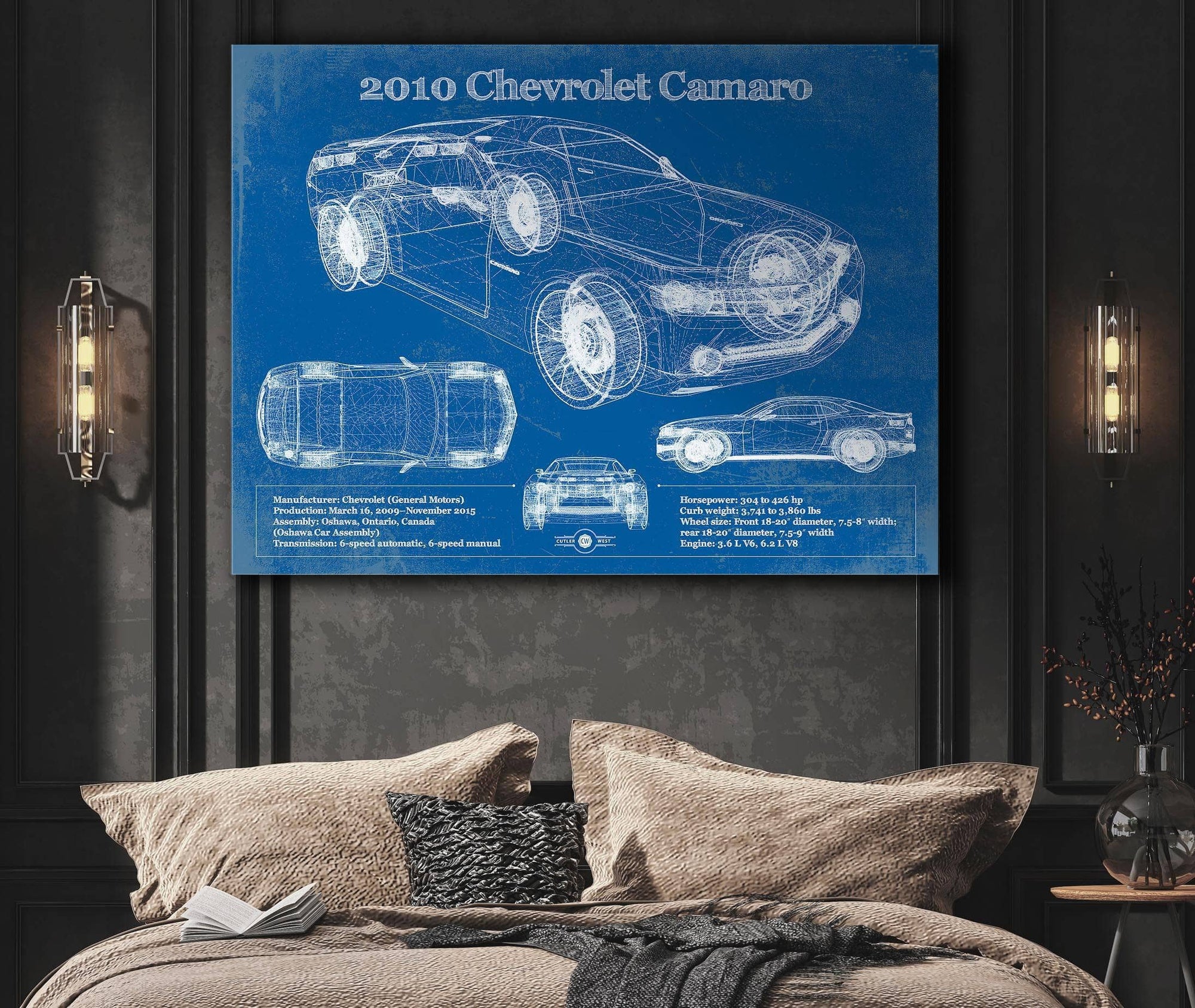 Cutler West Chevrolet Collection 2010 Chevrolet Camaro Vintage Blueprint Auto Print