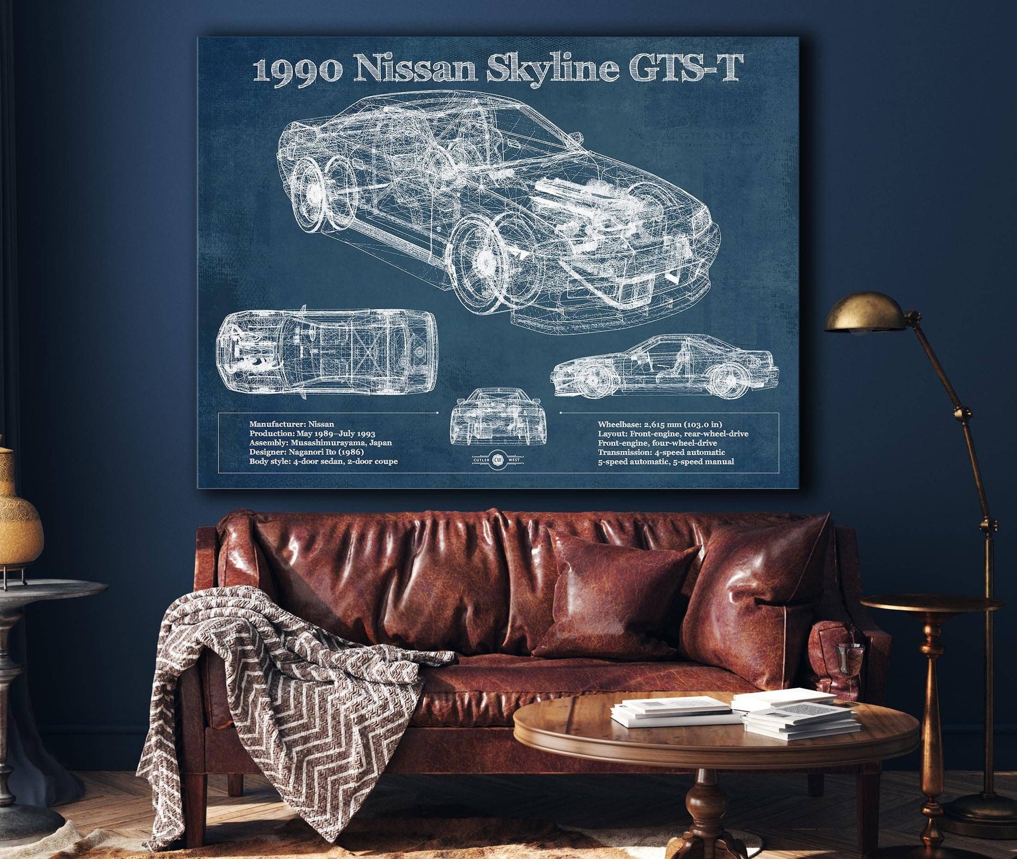 Cutler West 1990 R32 Skyline GTS-T Original Blueprint Art