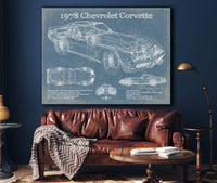 Cutler West 1978 Chevrolet Corvette Blueprint Vintage Auto Print