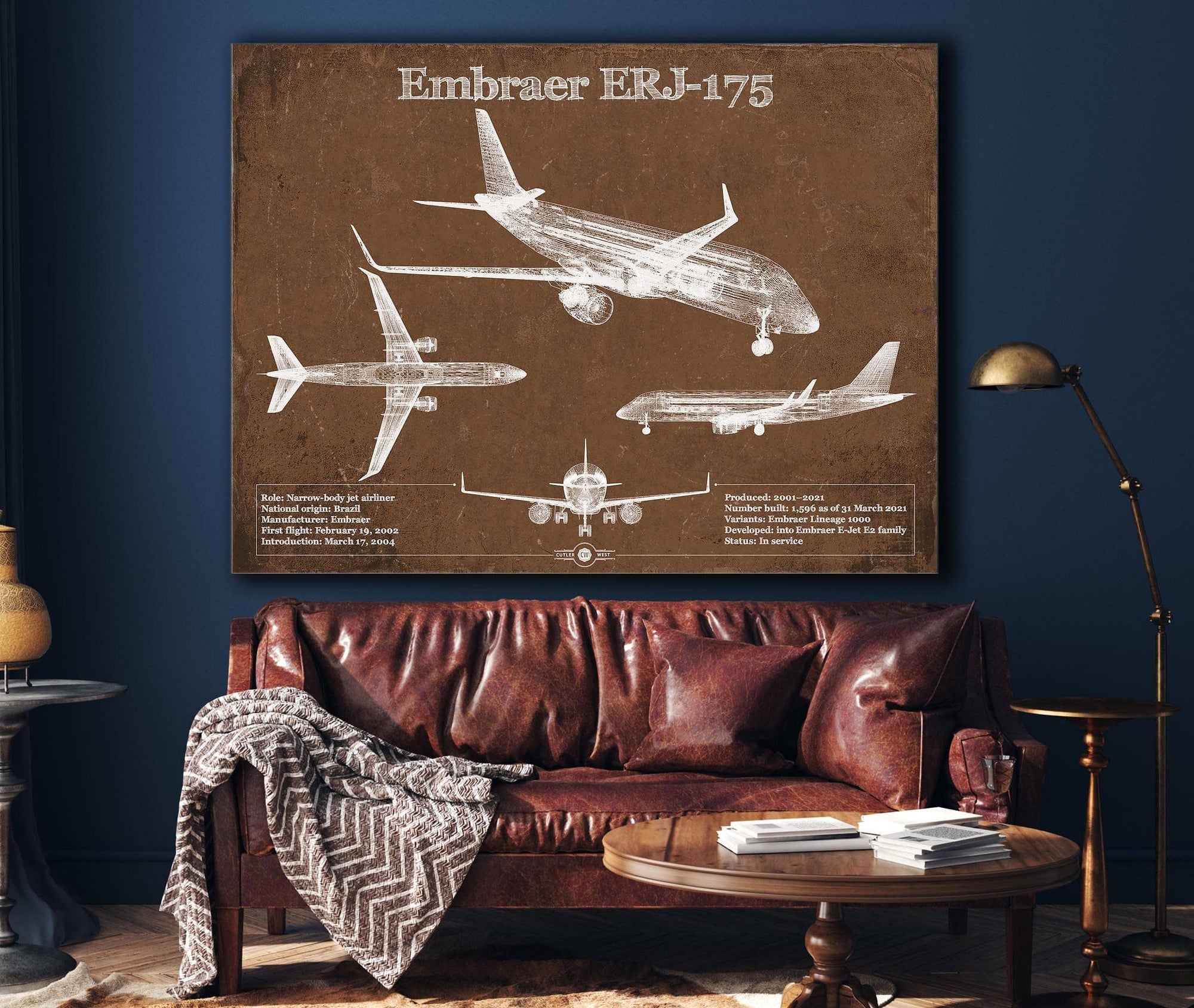 Fix Embraer ERJ-175 Vintage Aviation Blueprint with Optional Custom Pilot aviation-2