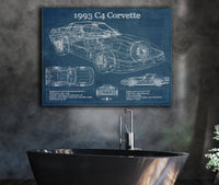 Cutler West Chevrolet Collection 1993 Chevrolet C4 Corvette Blueprint Vintage Auto Print