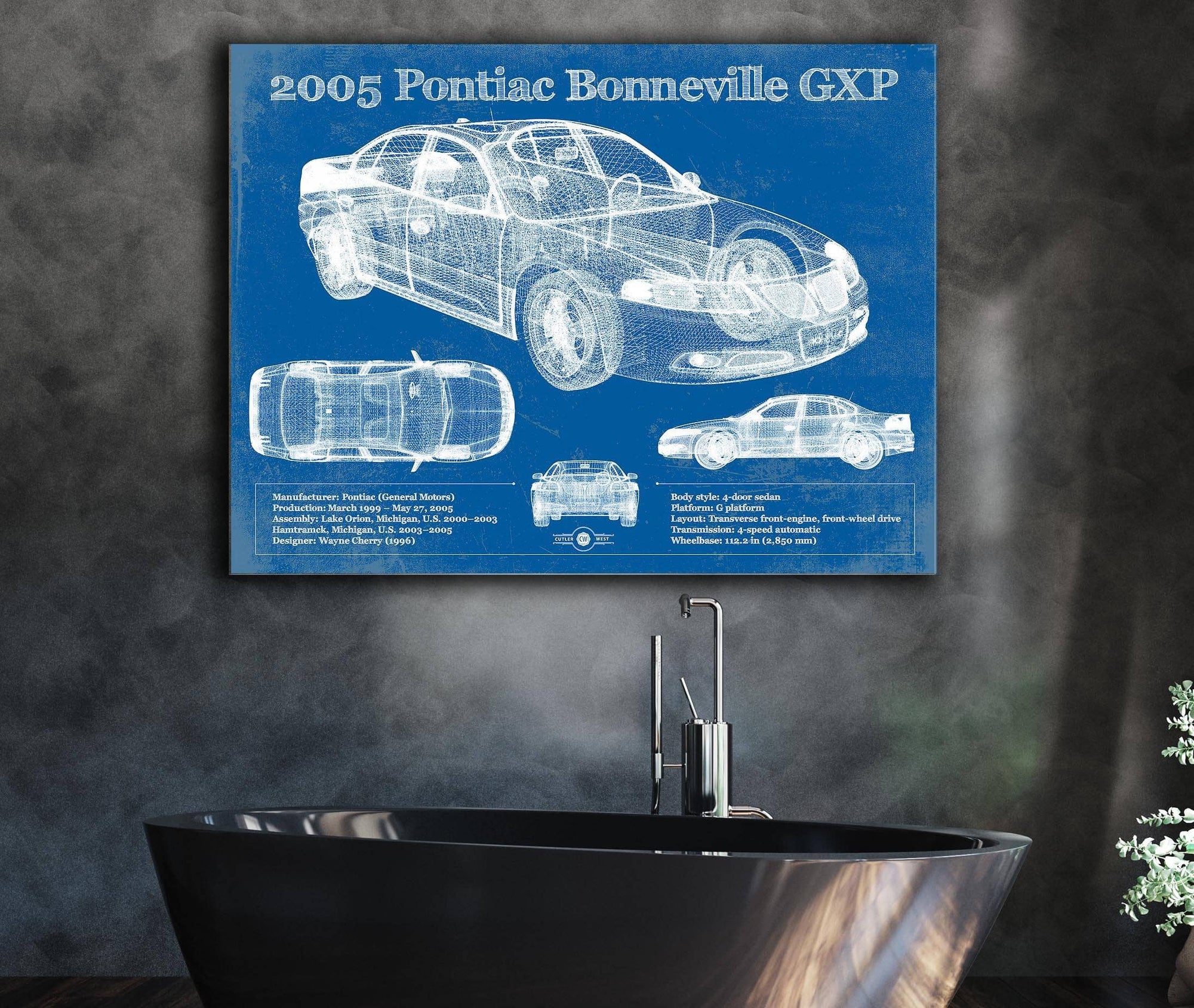 Cutler West 2000 - 2005 Pontiac Bonneville GXP Blueprint Vintage Auto Print