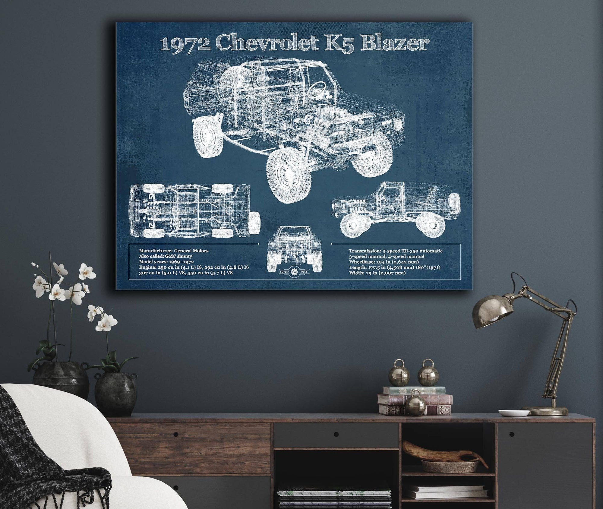 Cutler West Chevrolet Collection 1972 Chevrolet K5 Blazer Blueprint Vintage Auto Patent Print