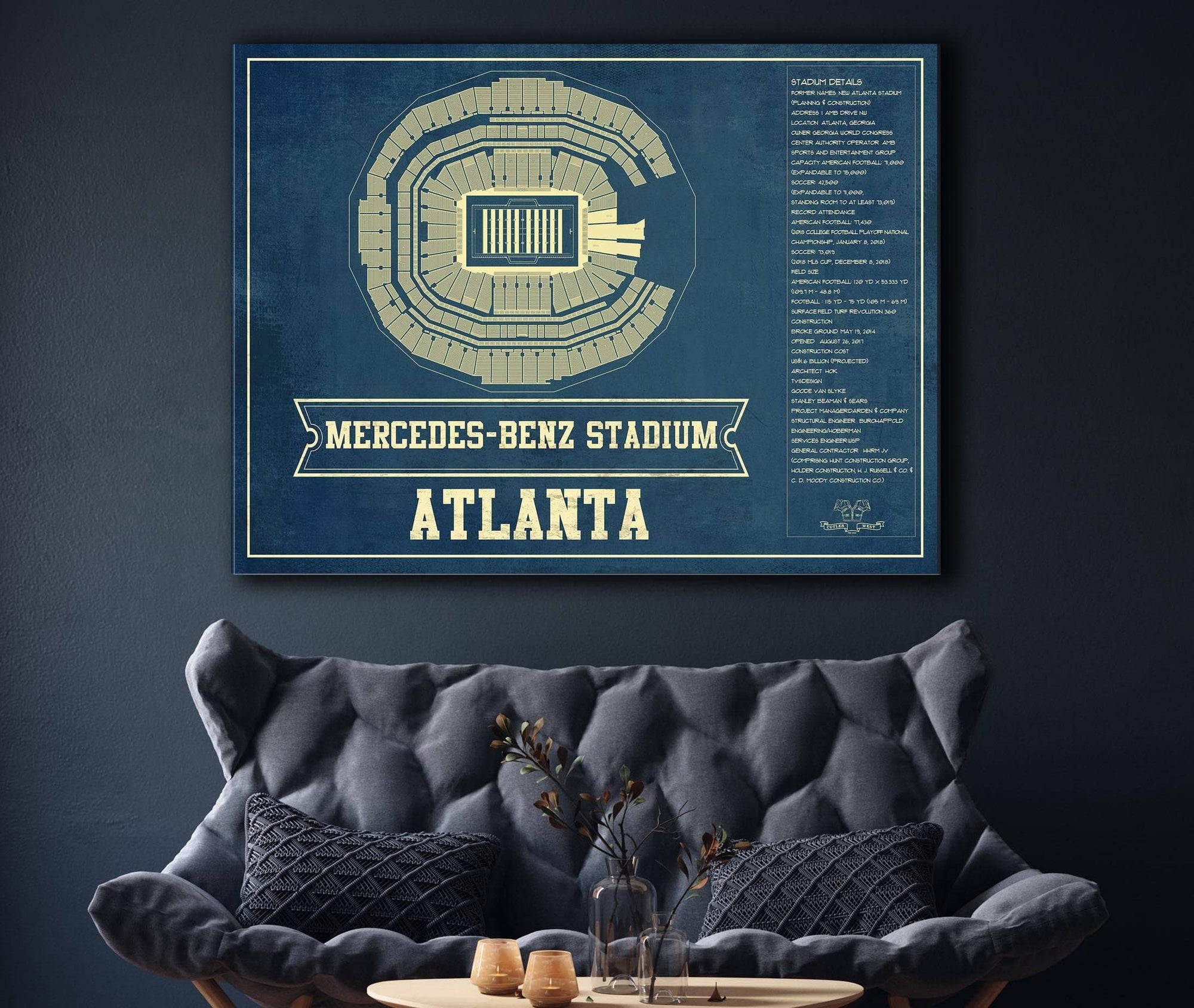 Cutler West Atlanta Falcons - Mercedes-Benz Stadium - Vintage Football Print