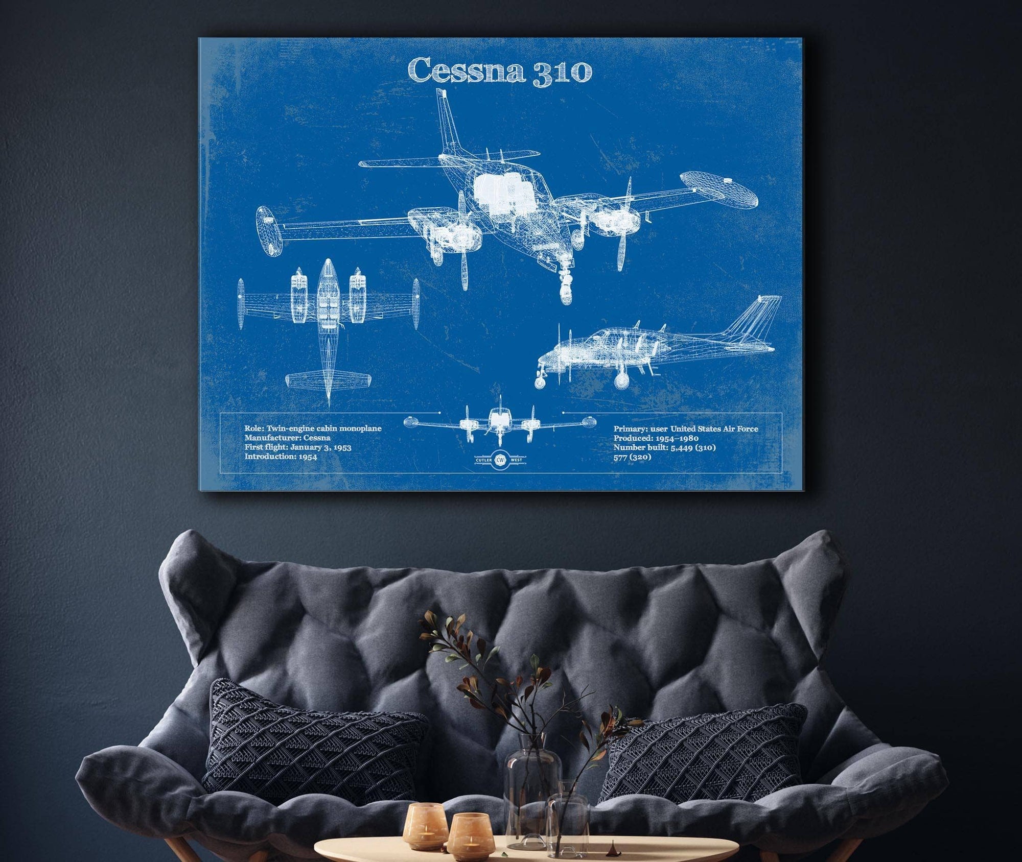 Cutler West Cessna Collection Cessna 310D V06 Original Blueprint Art