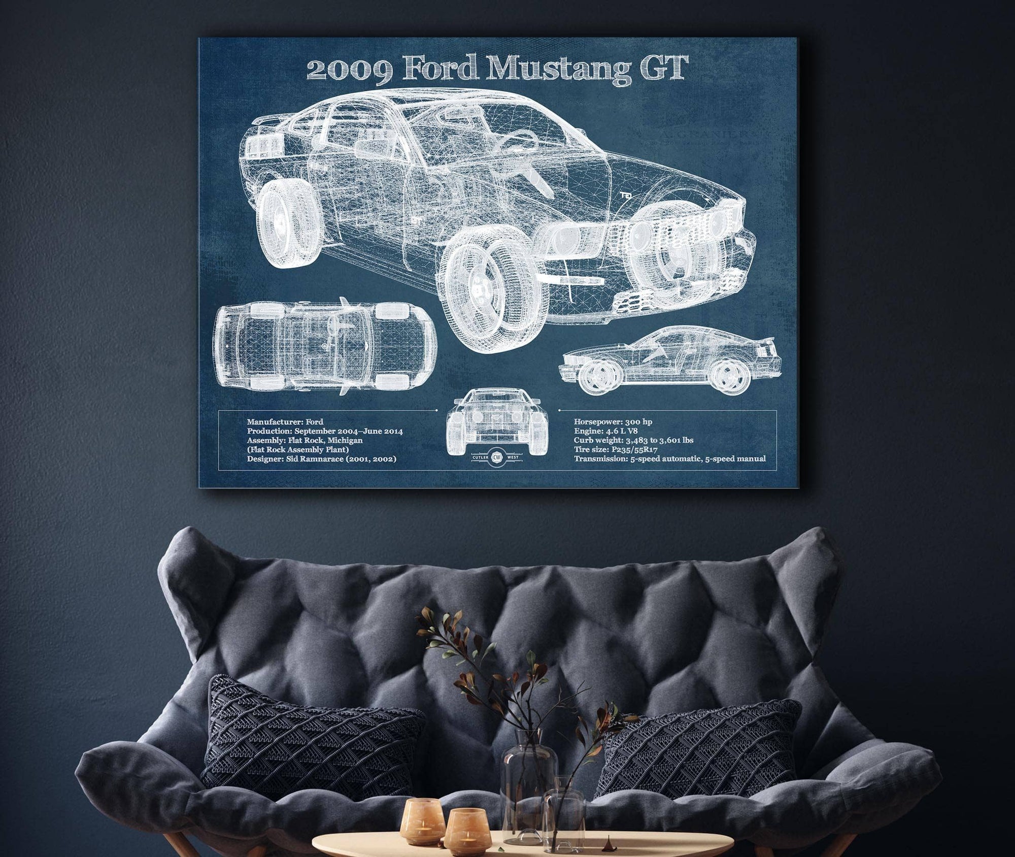 Cutler West 2009 Ford Mustang GT Original Blueprint Art