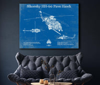 Cutler West Military Aircraft Sikorsky HH-60 Pave Hawk Vintage Aviation Blueprint Military Print