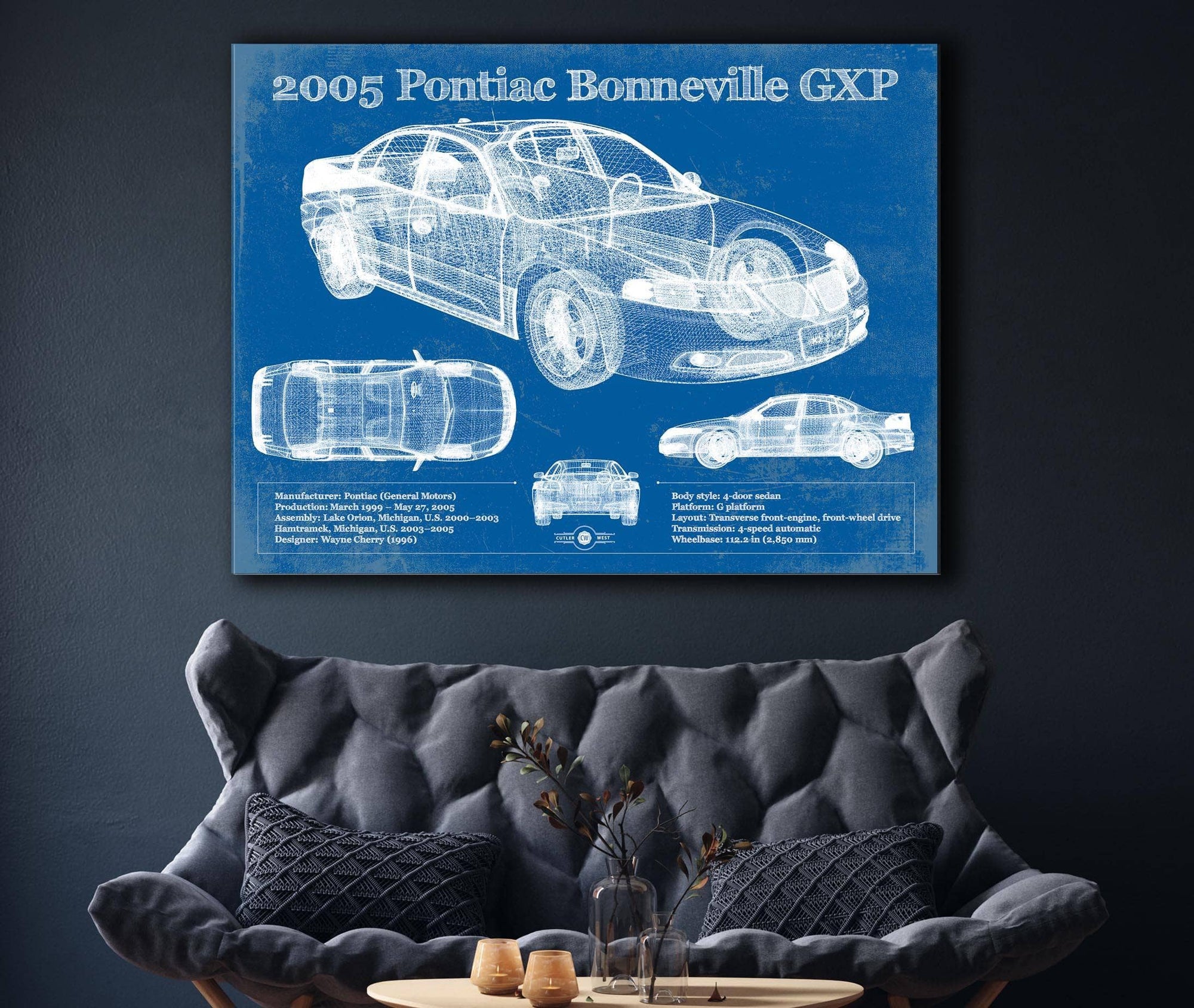 Cutler West 2000 - 2005 Pontiac Bonneville GXP Blueprint Vintage Auto Print