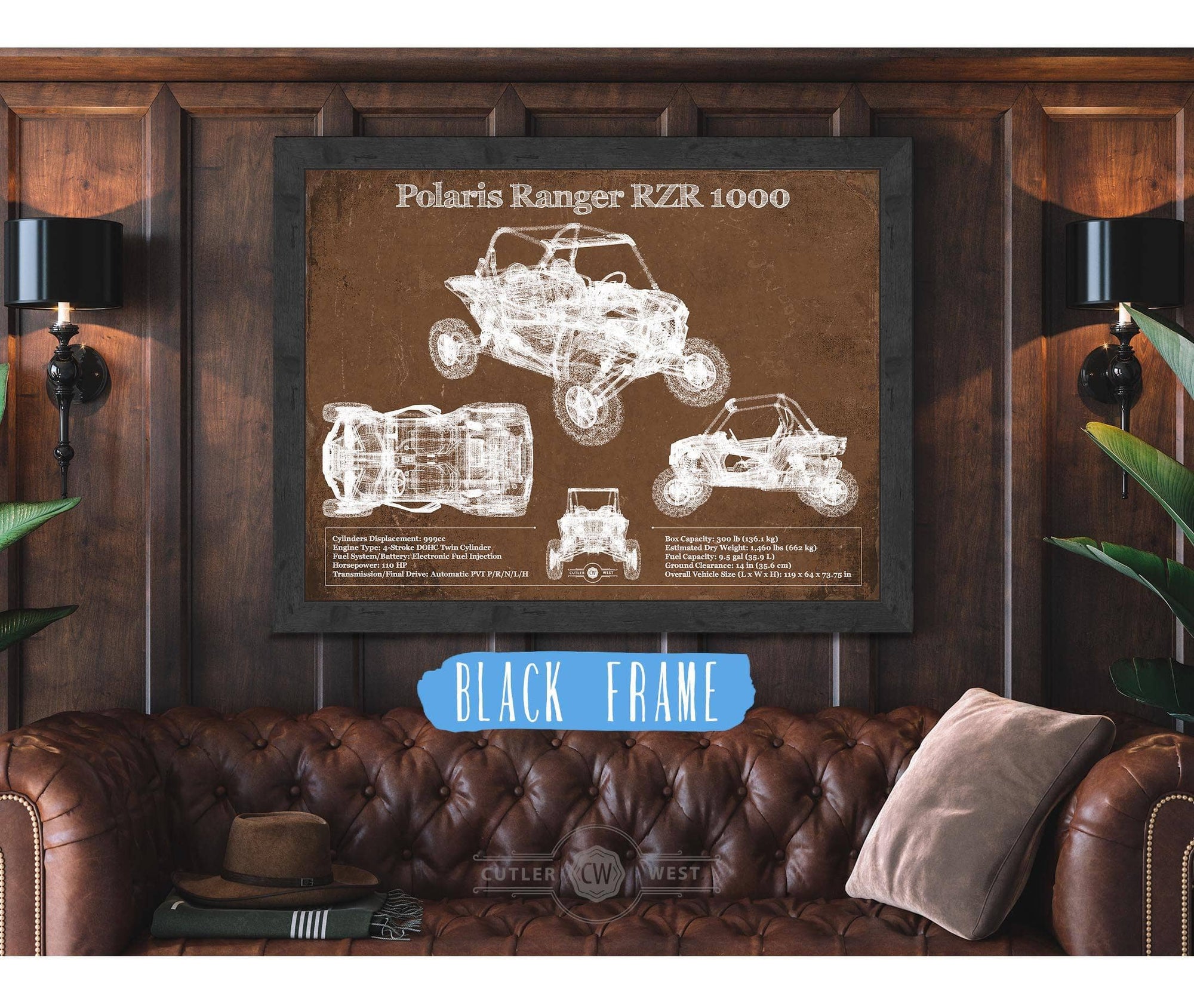 Cutler West Polaris Ranger RZR XP 1000 Blueprint Vintage Auto Print