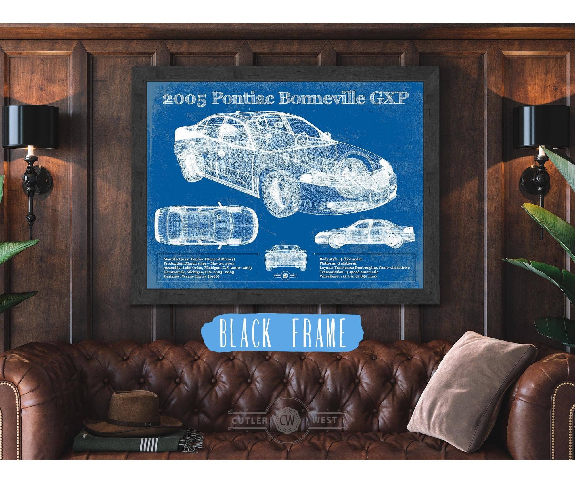 Cutler West 2000 - 2005 Pontiac Bonneville GXP Blueprint Vintage Auto Print