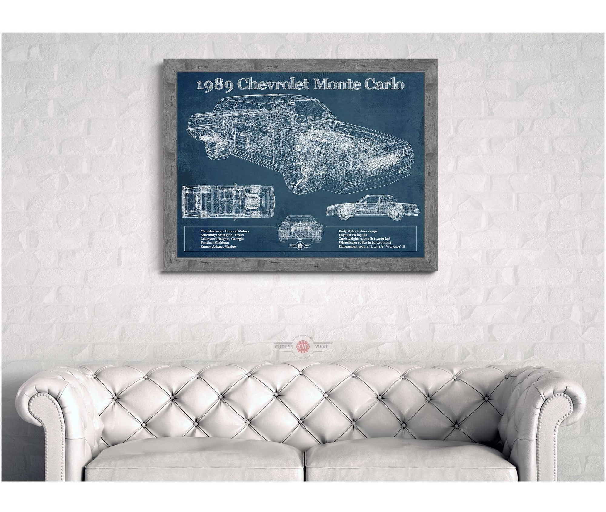 Cutler West Chevrolet Collection 1989 Chevrolet Monte Carlo SS Blueprint Vintage Auto Patent Print