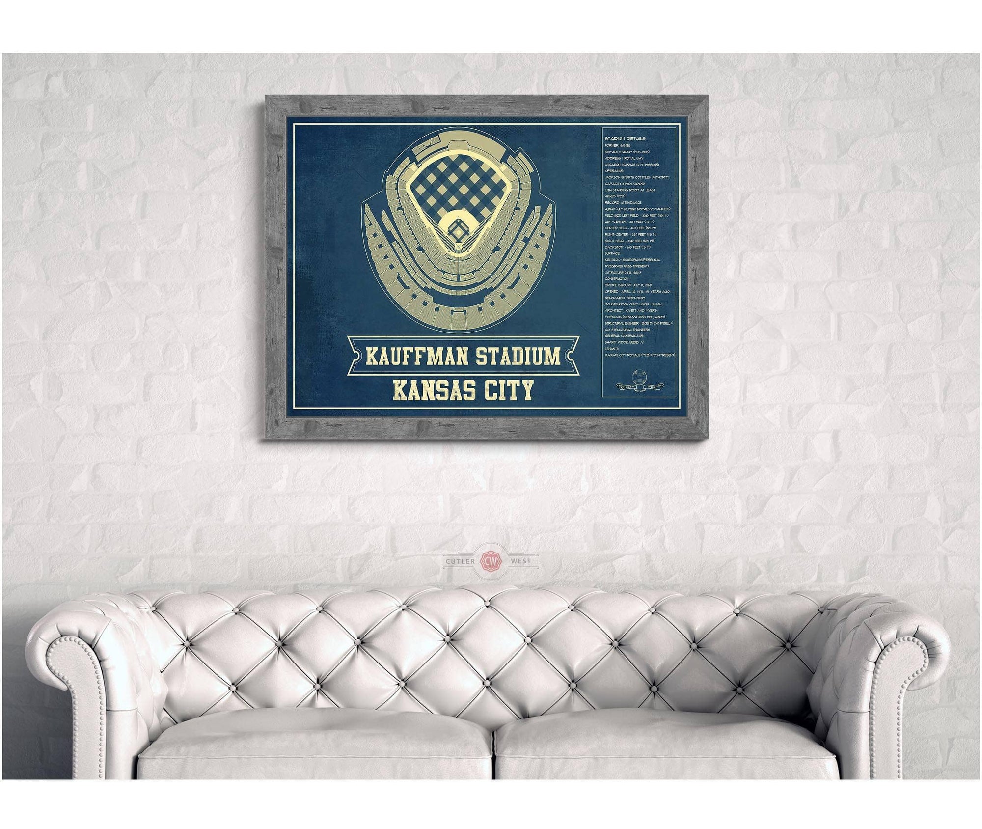 Cutler West Kansas City Royals Kauffman Stadium Seating Chart - Vintage Baseball Fan Print
