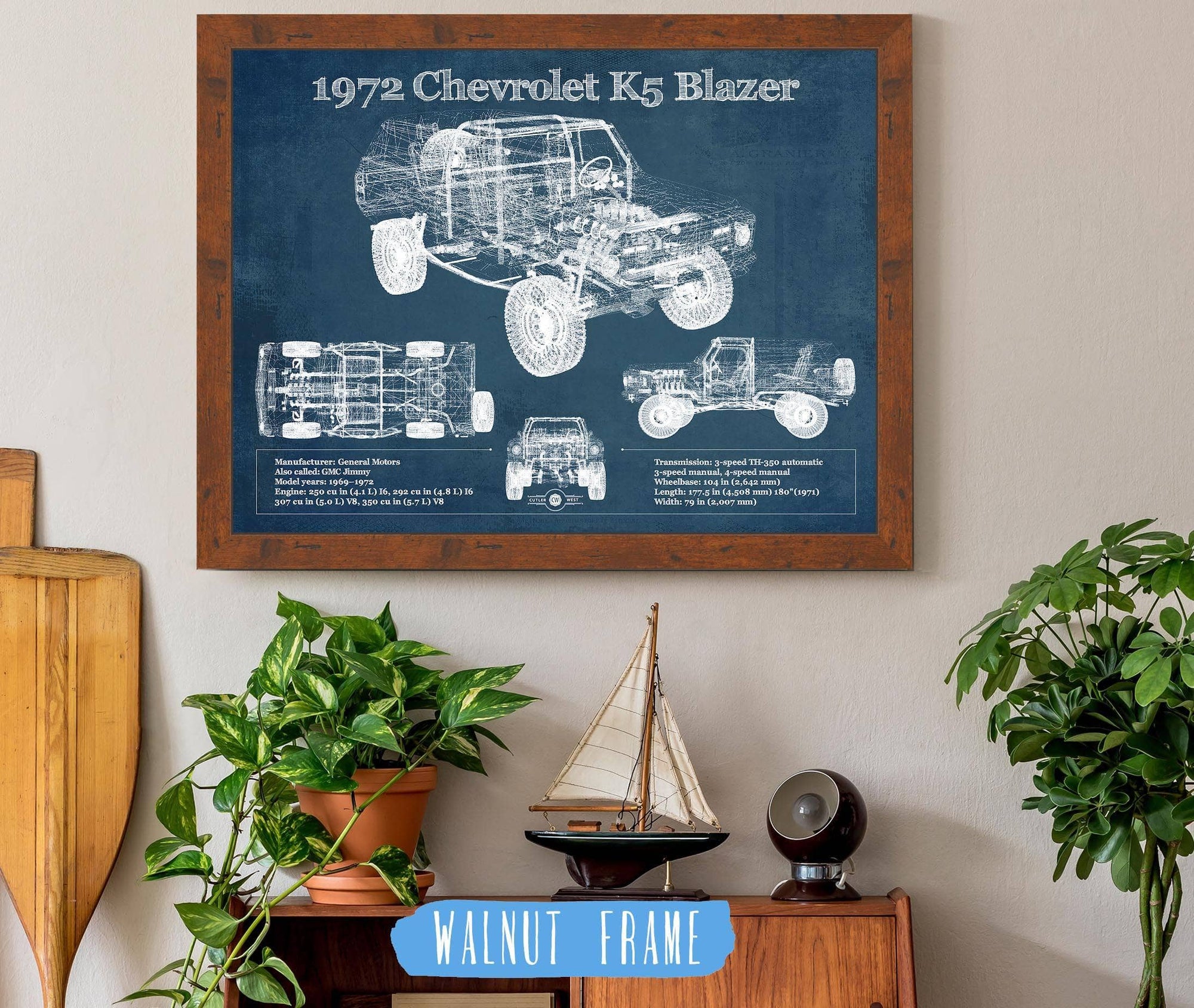 Cutler West Chevrolet Collection 1972 Chevrolet K5 Blazer Blueprint Vintage Auto Patent Print