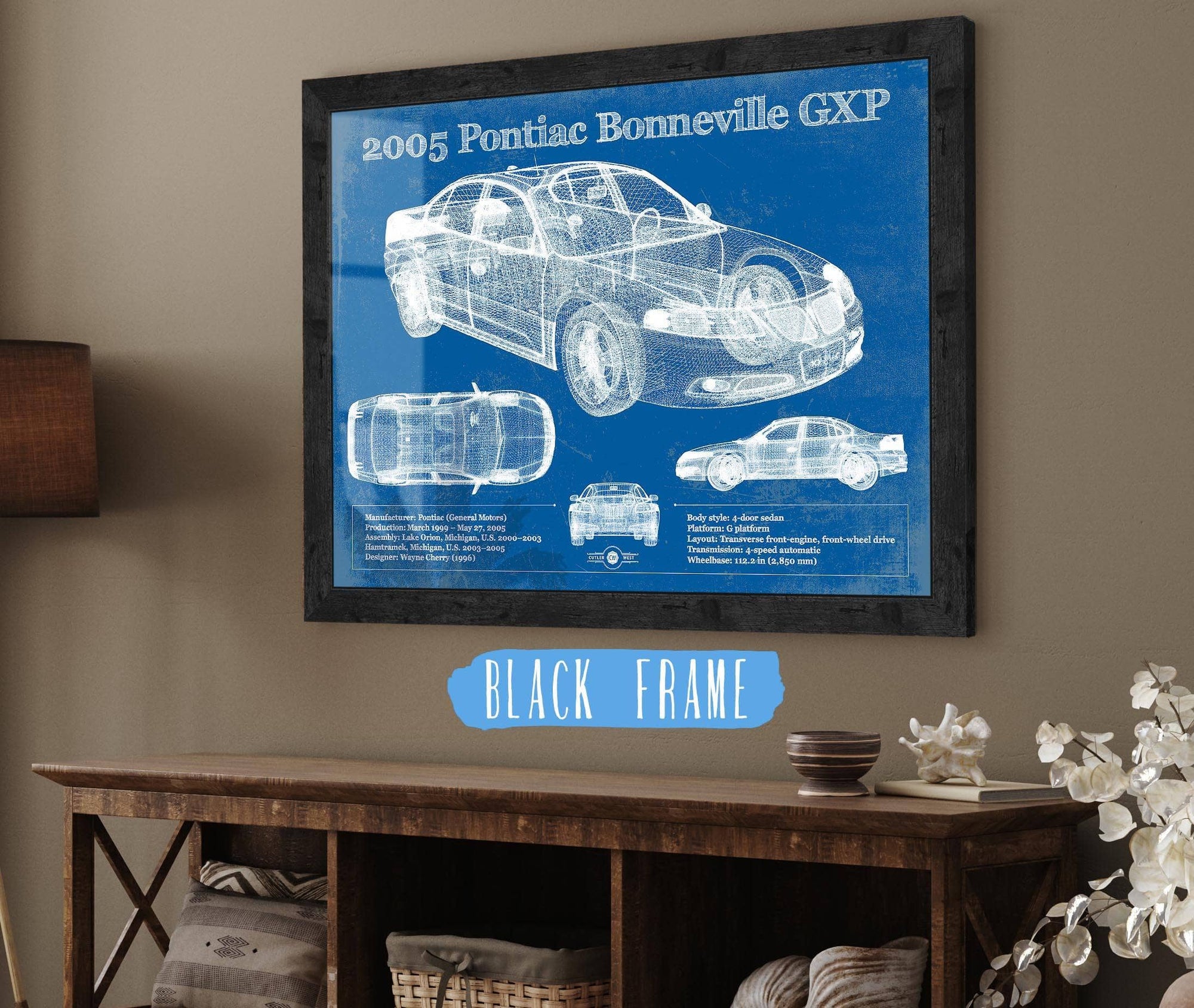 Cutler West 2000 - 2005 Pontiac Bonneville GXP Blueprint Vintage Auto Print