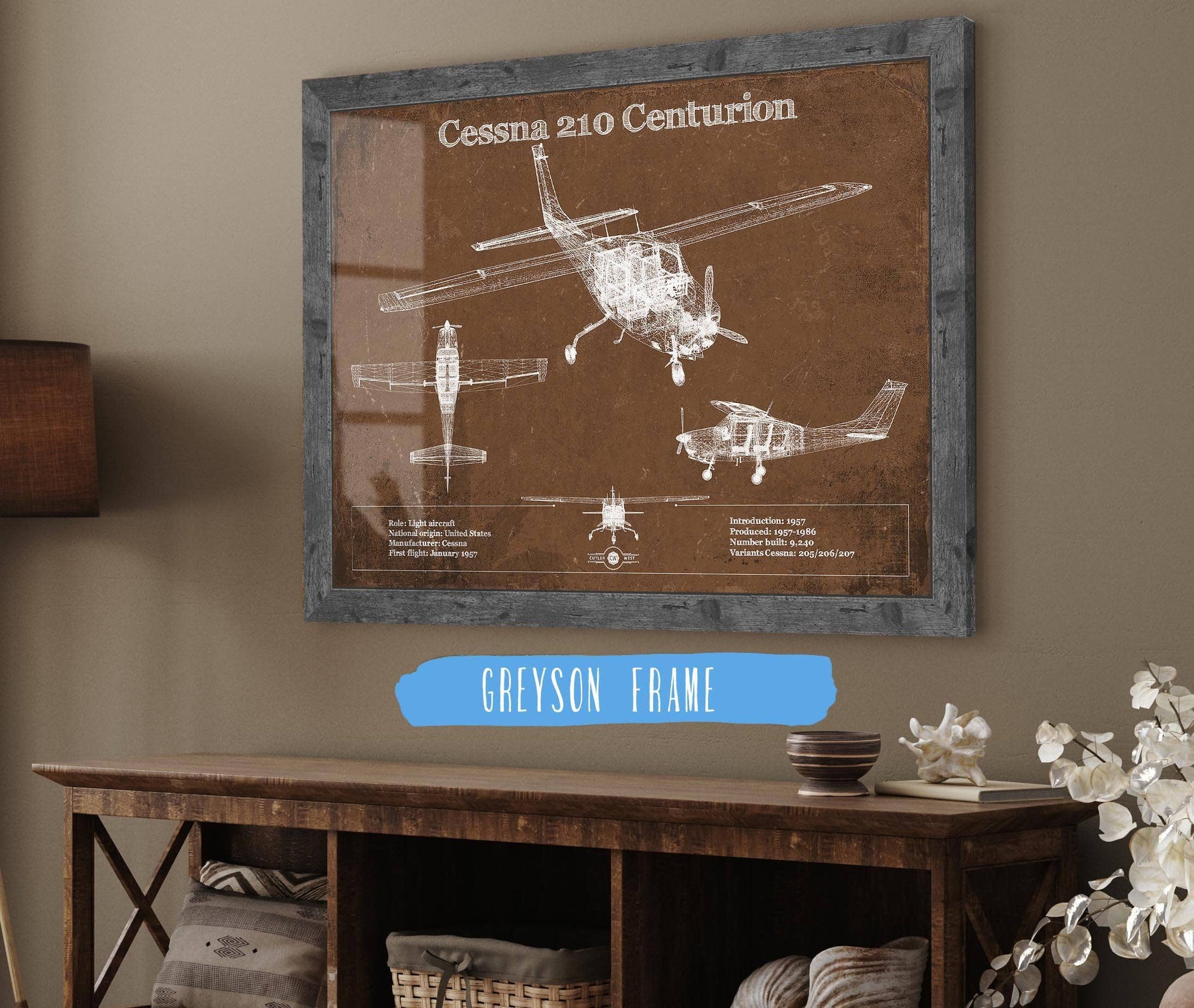 Cutler West Cessna Collection Cessna 210 Centurion Original Blueprint Art