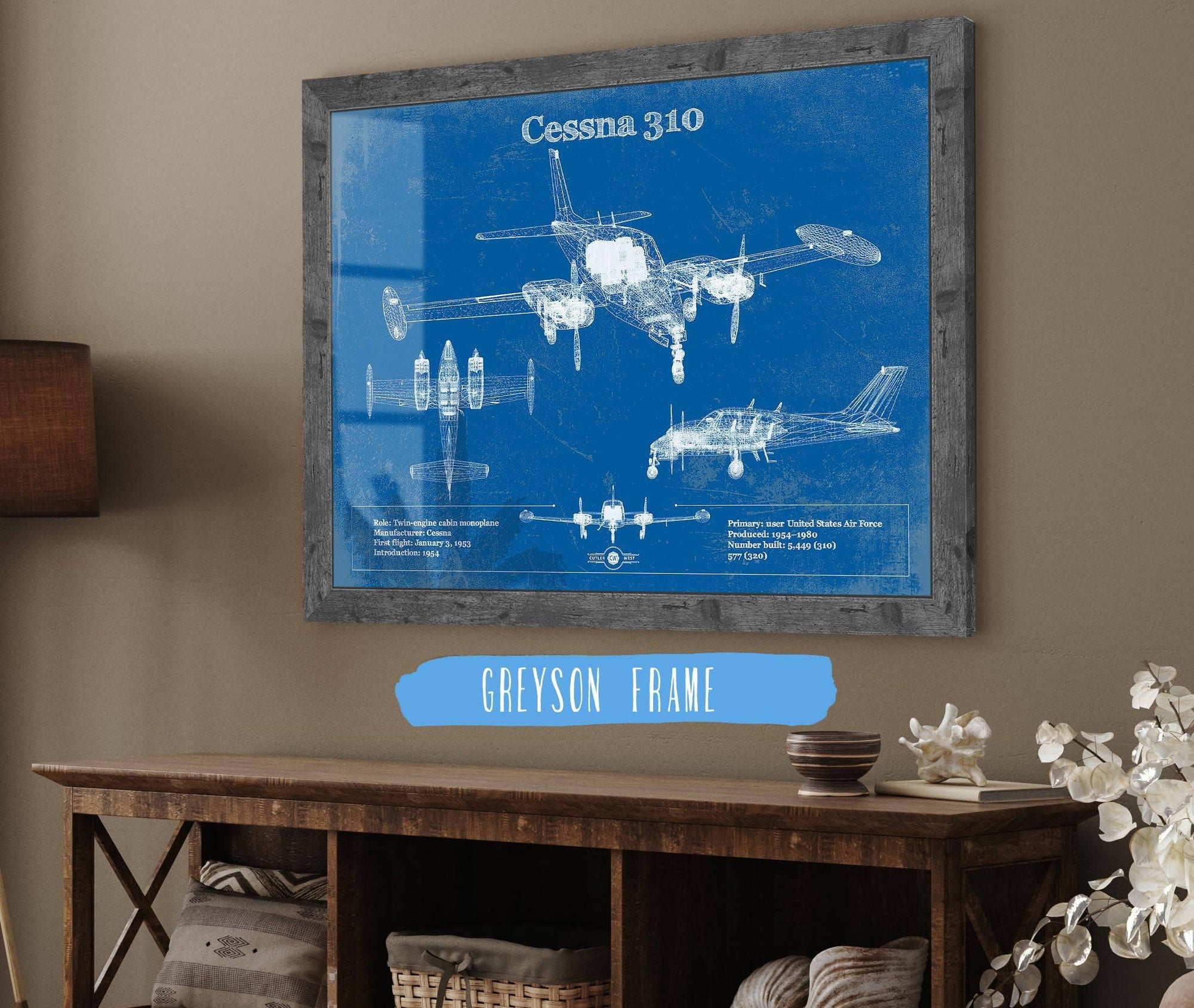 Cutler West Cessna Collection Cessna 310D V06 Original Blueprint Art