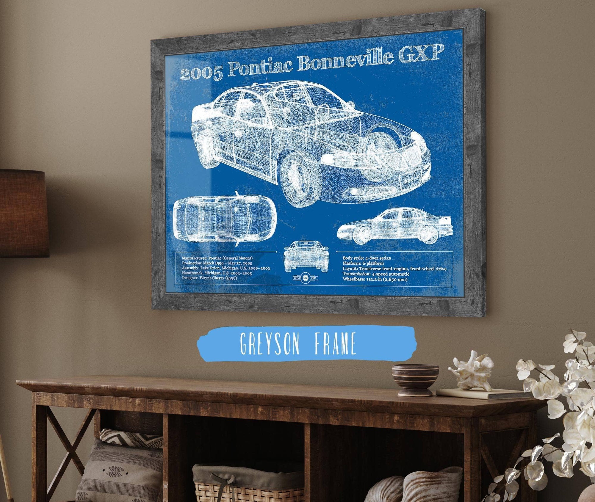 Cutler West 2000 - 2005 Pontiac Bonneville GXP Blueprint Vintage Auto Print