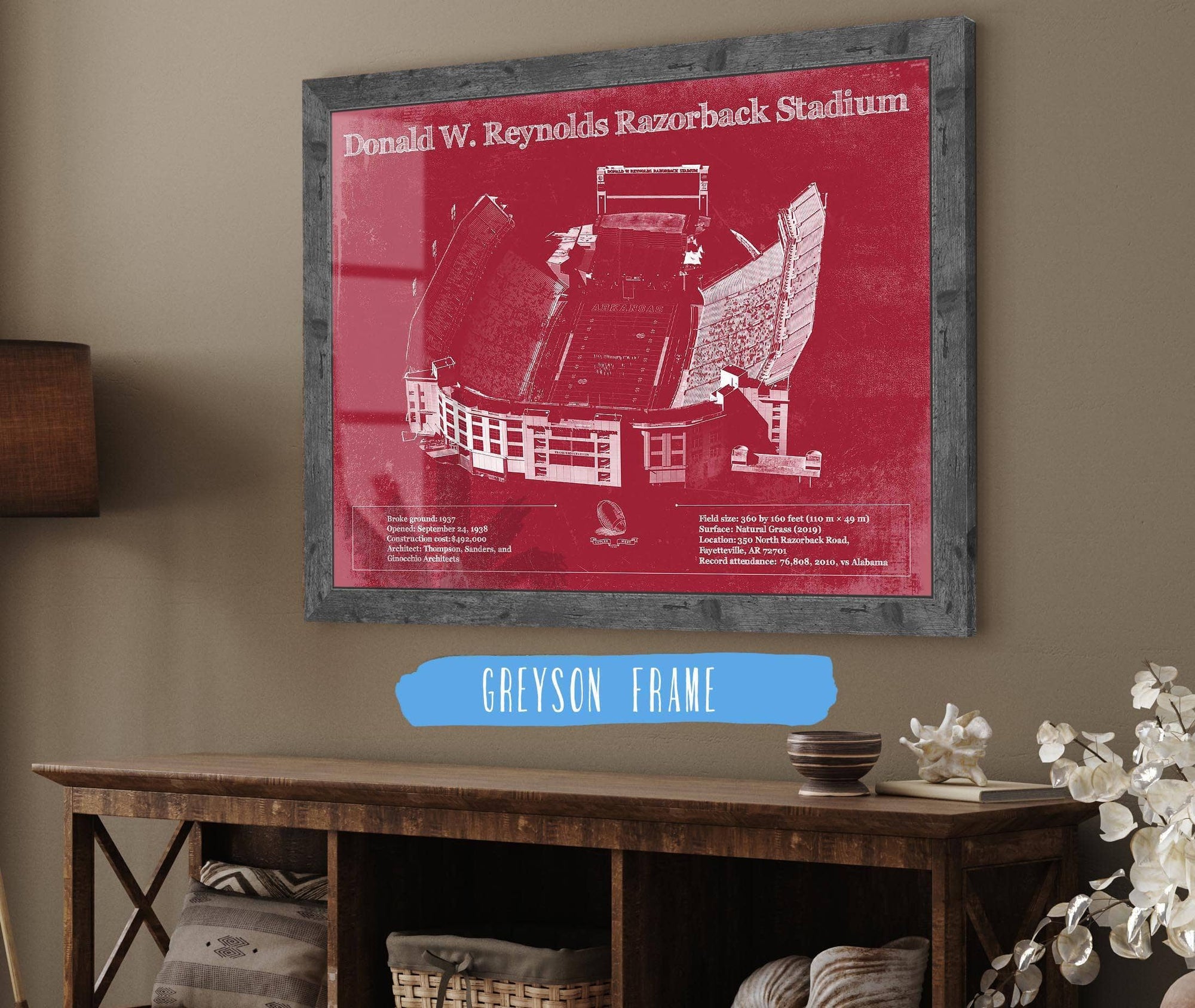 Cutler West College Football Collection Donald W. Reynolds Razorback Stadium Art - Arkansas Razorbacks Football Art
