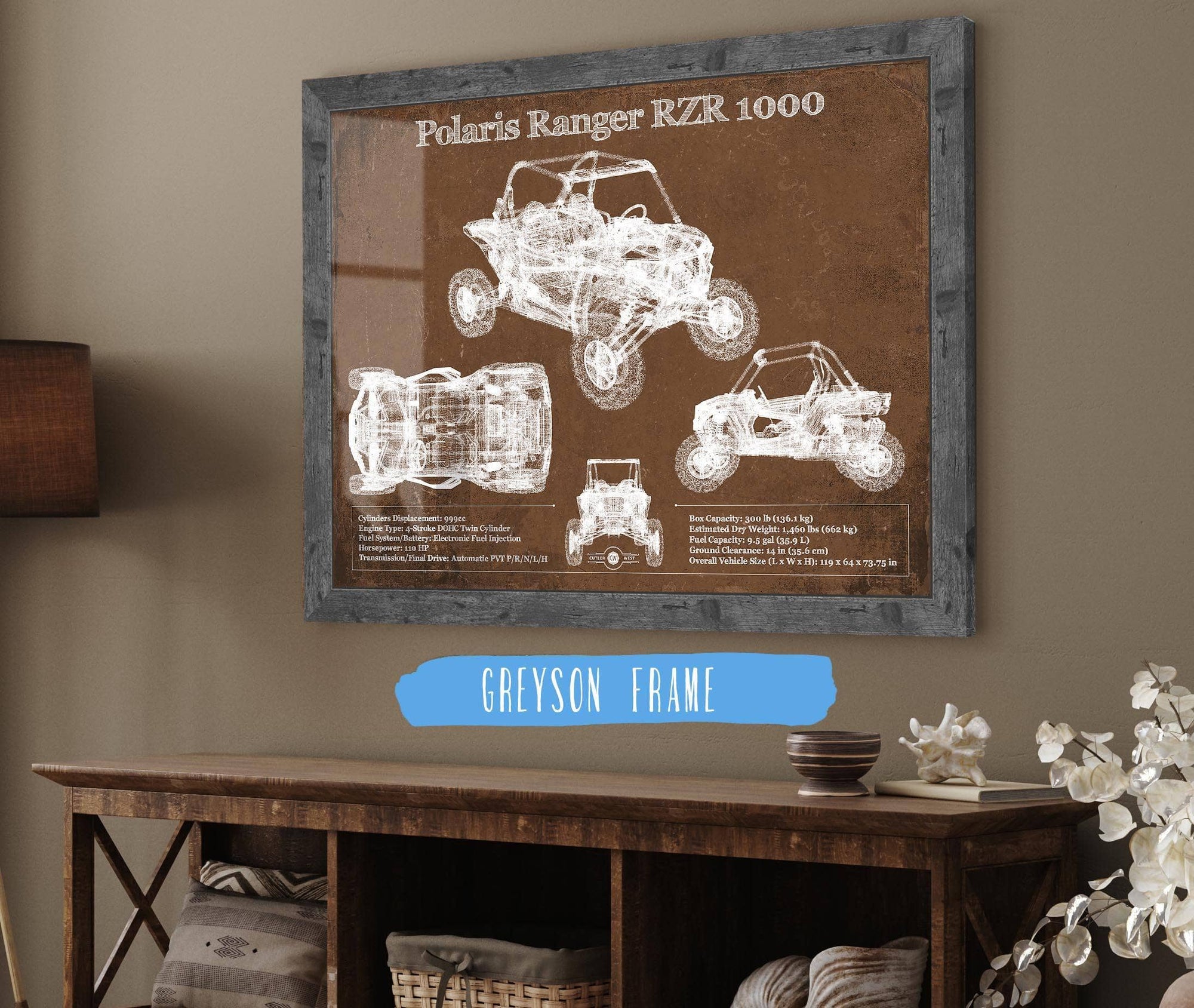 Cutler West Polaris Ranger RZR XP 1000 Blueprint Vintage Auto Print