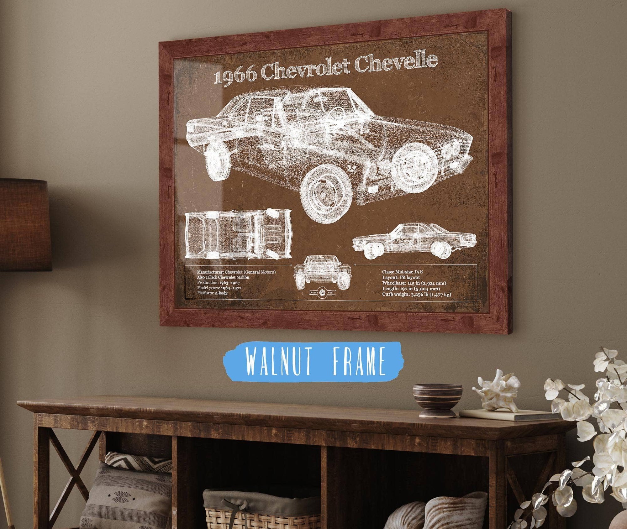 Cutler West Chevrolet Collection 1966 Chevelle Chevelle (Malibu) SS-396 Hardtop Coupe Original Blueprint Art