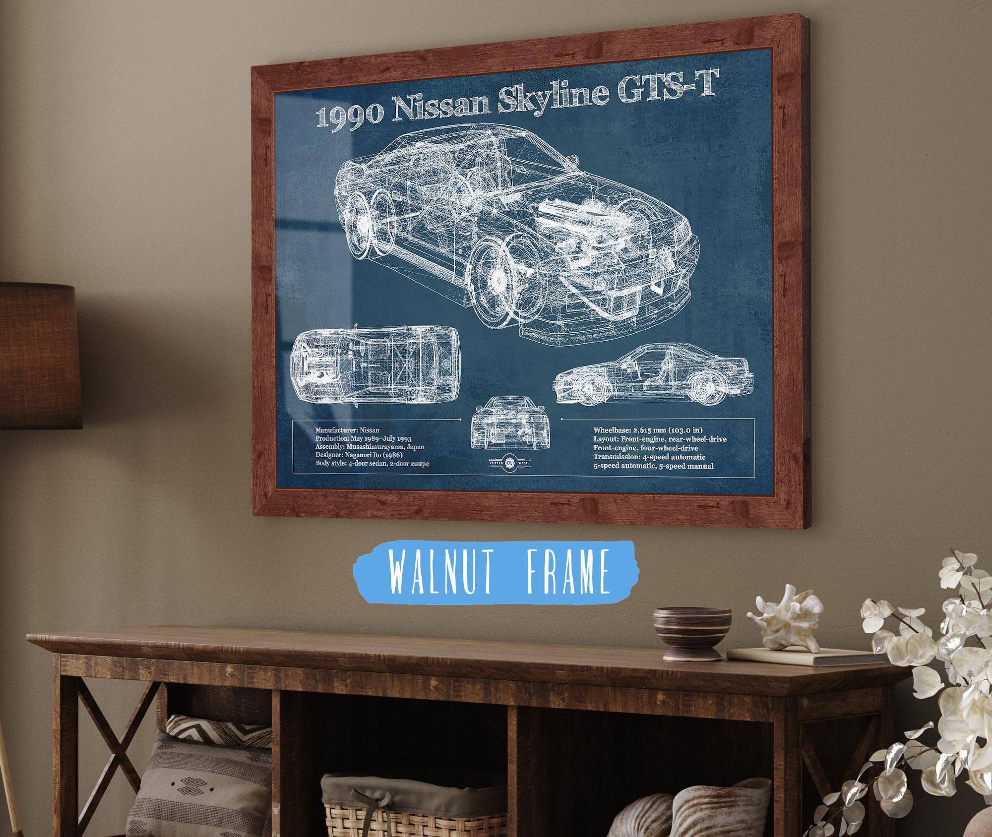 Cutler West 1990 R32 Skyline GTS-T Original Blueprint Art