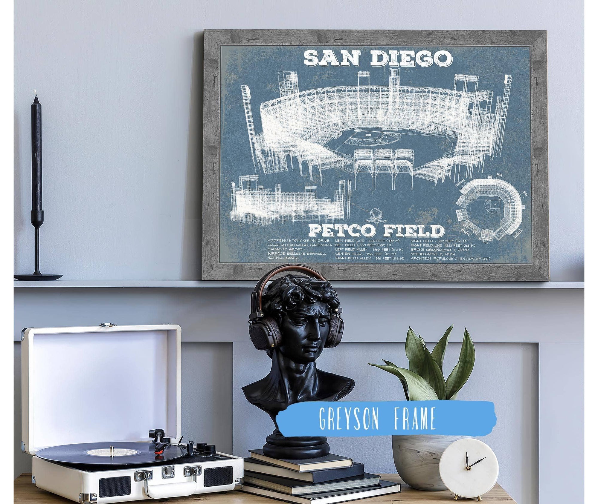 Cutler West San Diego Padres - Petco Park Vintage Stadium Blueprint Baseball Print