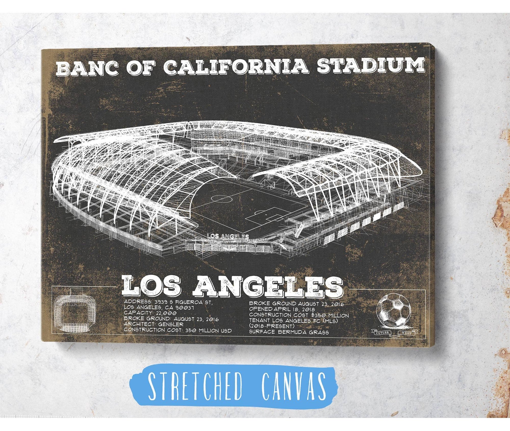 Cutler West LAFC - Vintage Banc of California Stadium MLS Soccer Print