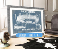 Cutler West 14" x 11" / Greyson Frame & Mat San Diego Padres - Petco Park Vintage Stadium Blueprint Baseball Print 744808455-TOP