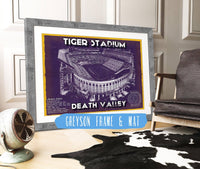 Cutler West Best Selling Collection 14" x 11" / Greyson Frame & Mat Tiger Stadium Art - LSU Tigers Vintage Stadium & Blueprint Art Print 653757759-TOP
