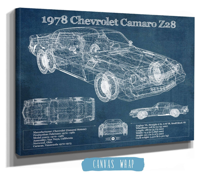 Cutler West Chevrolet Collection 1978 Chevrolet Camaro Z28 Blueprint Vintage Auto Patent Print