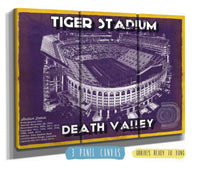 Cutler West Best Selling Collection 48" x 32" / 3 Panel Canvas Wrap Tiger Stadium Art - LSU Tigers Vintage Stadium & Blueprint Art Print 653757759-TOP