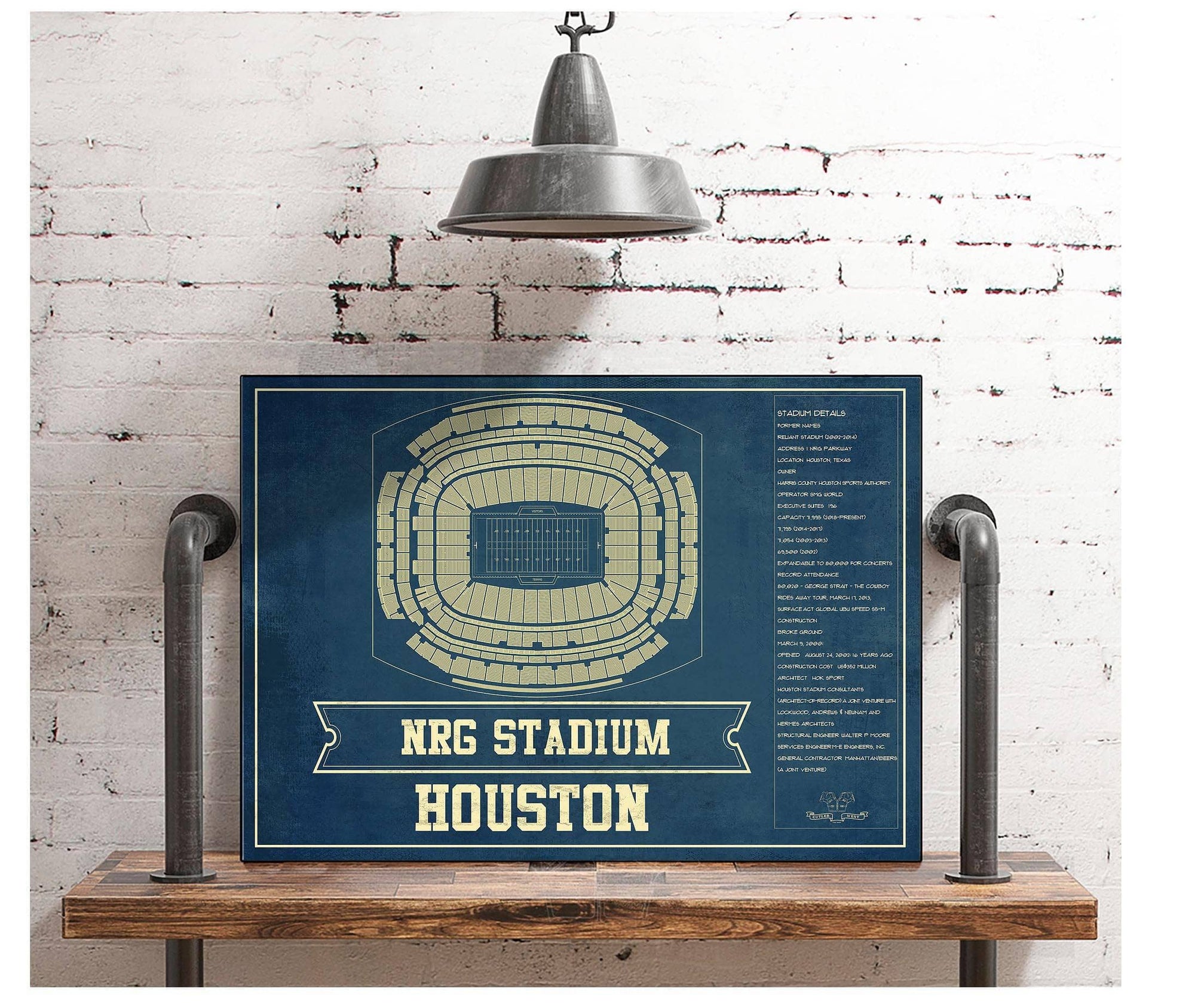 Cutler West Houston Texans NRG Stadium Seating Chart - Vintage Football Print