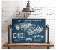 Cutler West Chevrolet Collection 1958 Chevrolet Corvette C1 Blueprint Vintage Auto Print