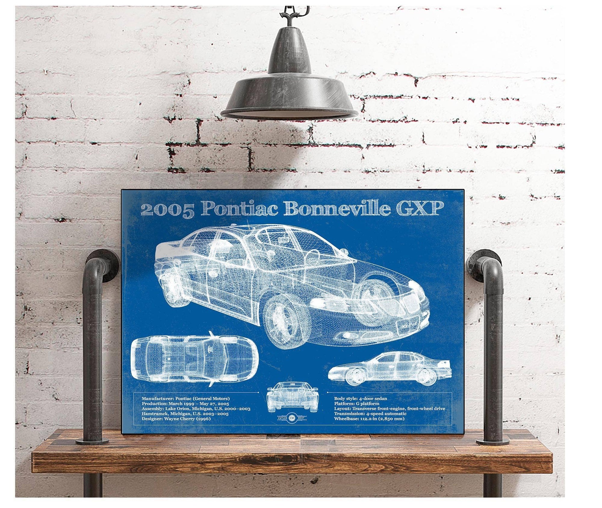 Cutler West 2000 - 2005 Pontiac Bonneville GXP Blueprint Vintage Auto Print