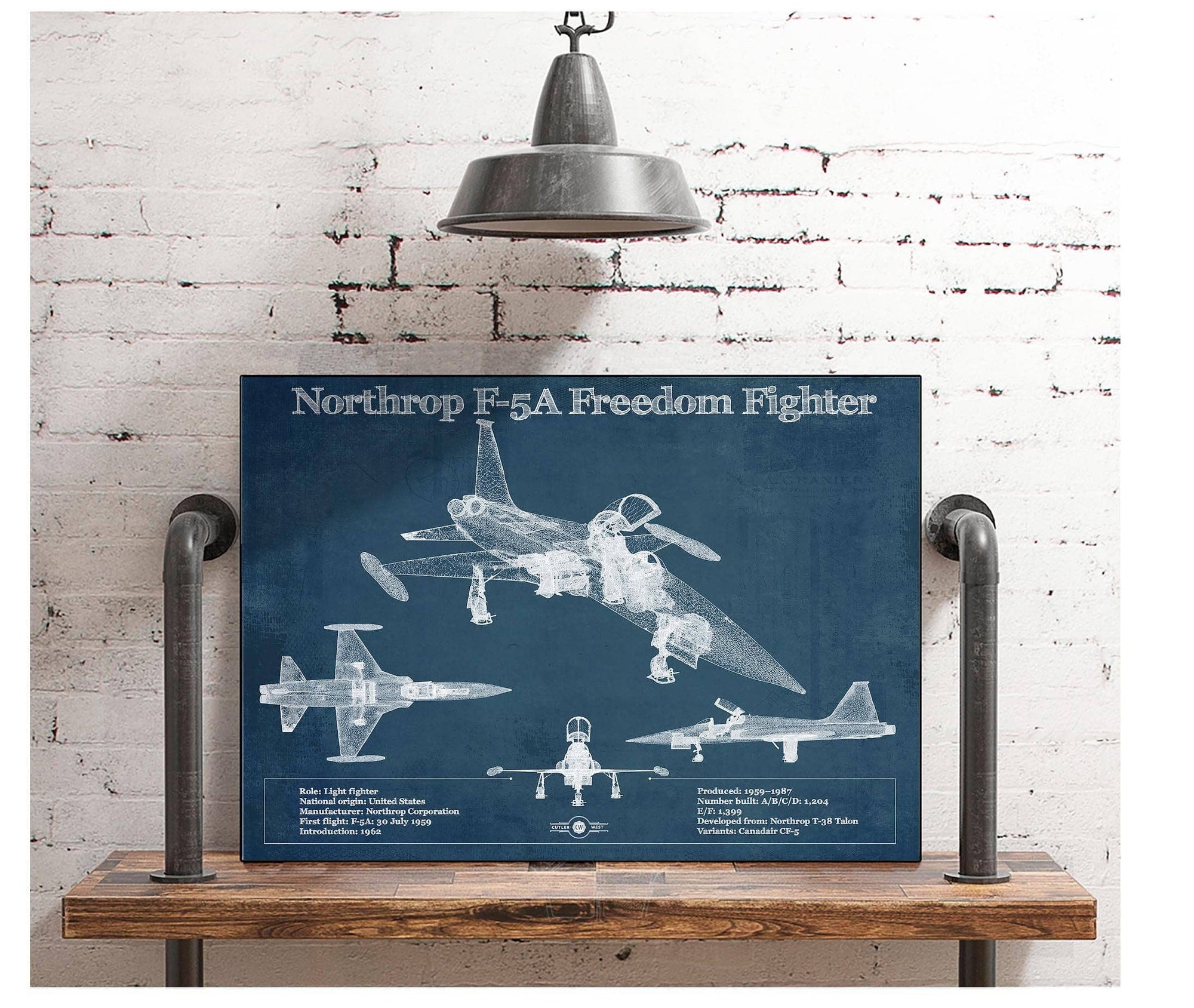 Cutler West Military Aircraft Northrop F-5A Freedom Fighter Patent Blueprint Original Military Wall Art