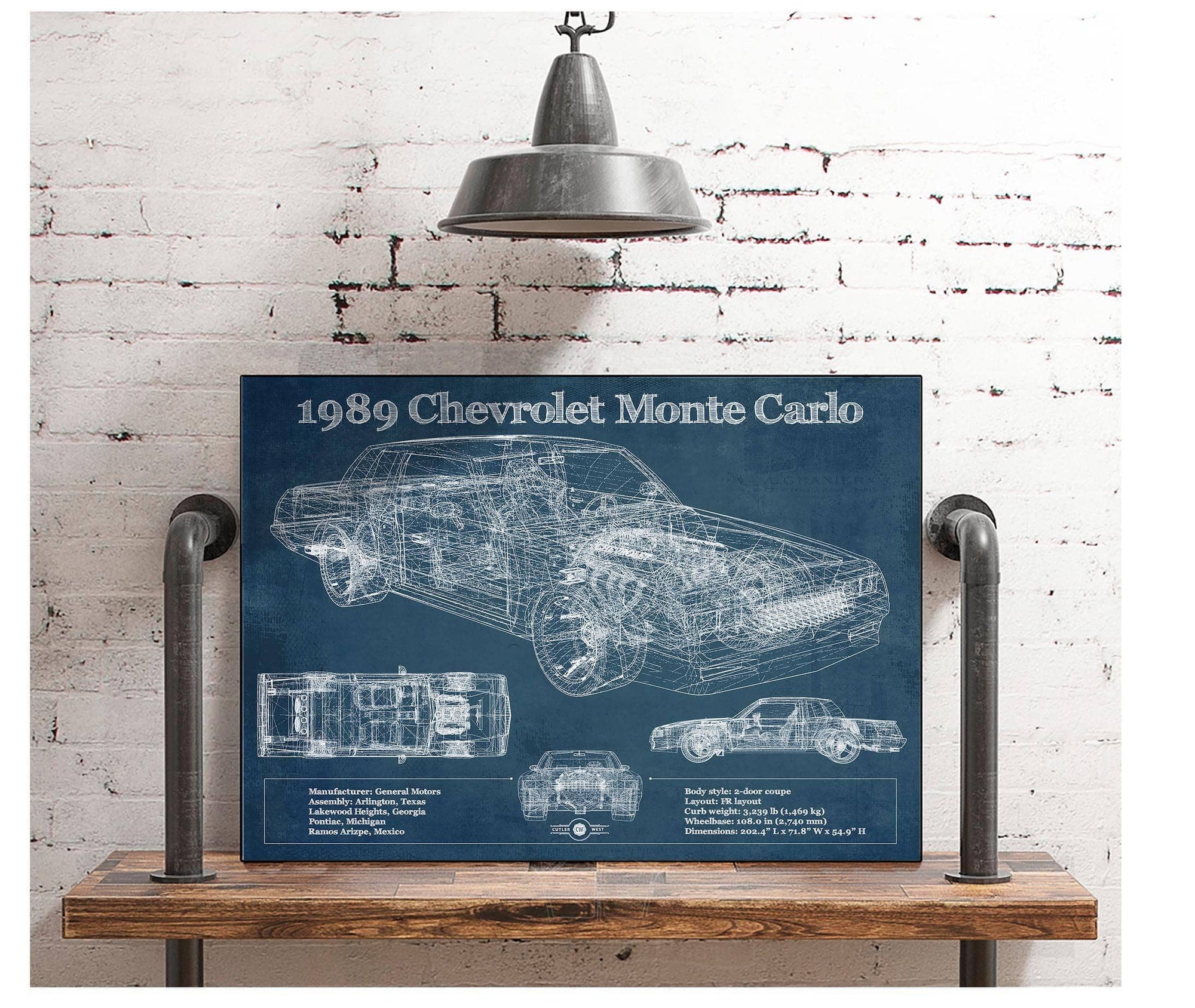 Cutler West Chevrolet Collection 1989 Chevrolet Monte Carlo SS Blueprint Vintage Auto Patent Print