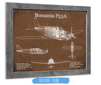 Cutler West Beechcraft Bonanza F33A Vintage Blueprint Airplane Print