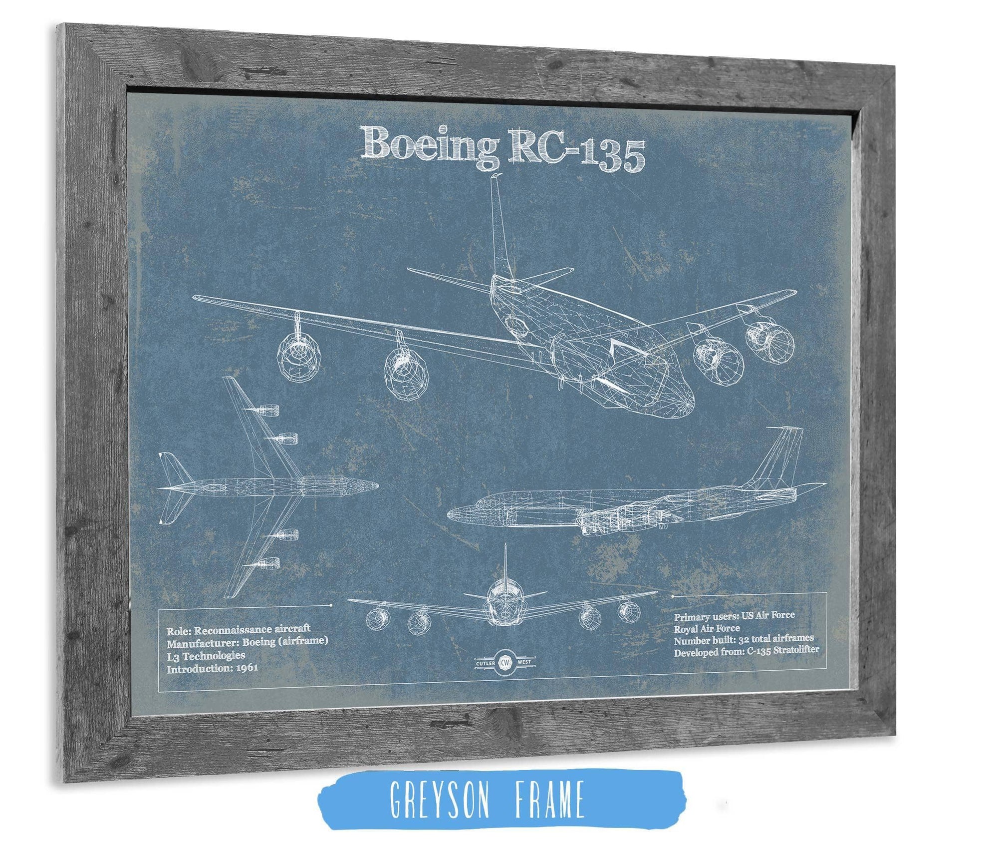 Cutler West Boeing RC-135 Aviation Blueprint Print - Custom Pilot Name Can Be Added