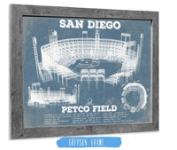 Cutler West 14" x 11" / Greyson Frame San Diego Padres - Petco Park Vintage Stadium Blueprint Baseball Print 744808455-TOP