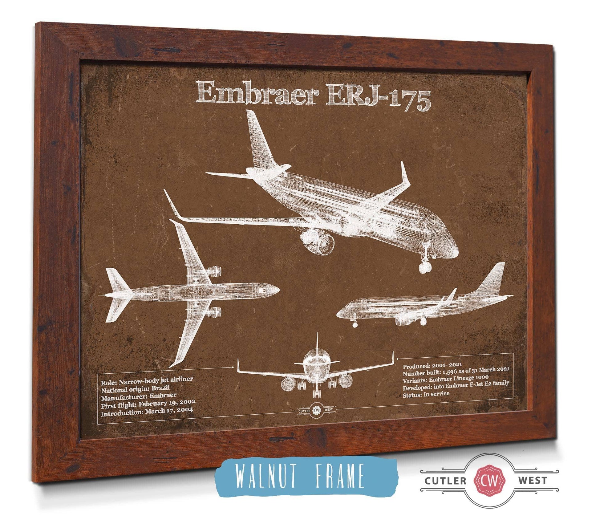 Fix Embraer ERJ-175 Vintage Aviation Blueprint with Optional Custom Pilot aviation-2