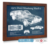 Cutler West Ford Collection 1971-1973 Ford Mustang Mach 1 First Gen Mustang Facelift Vintage Blueprint Auto Print