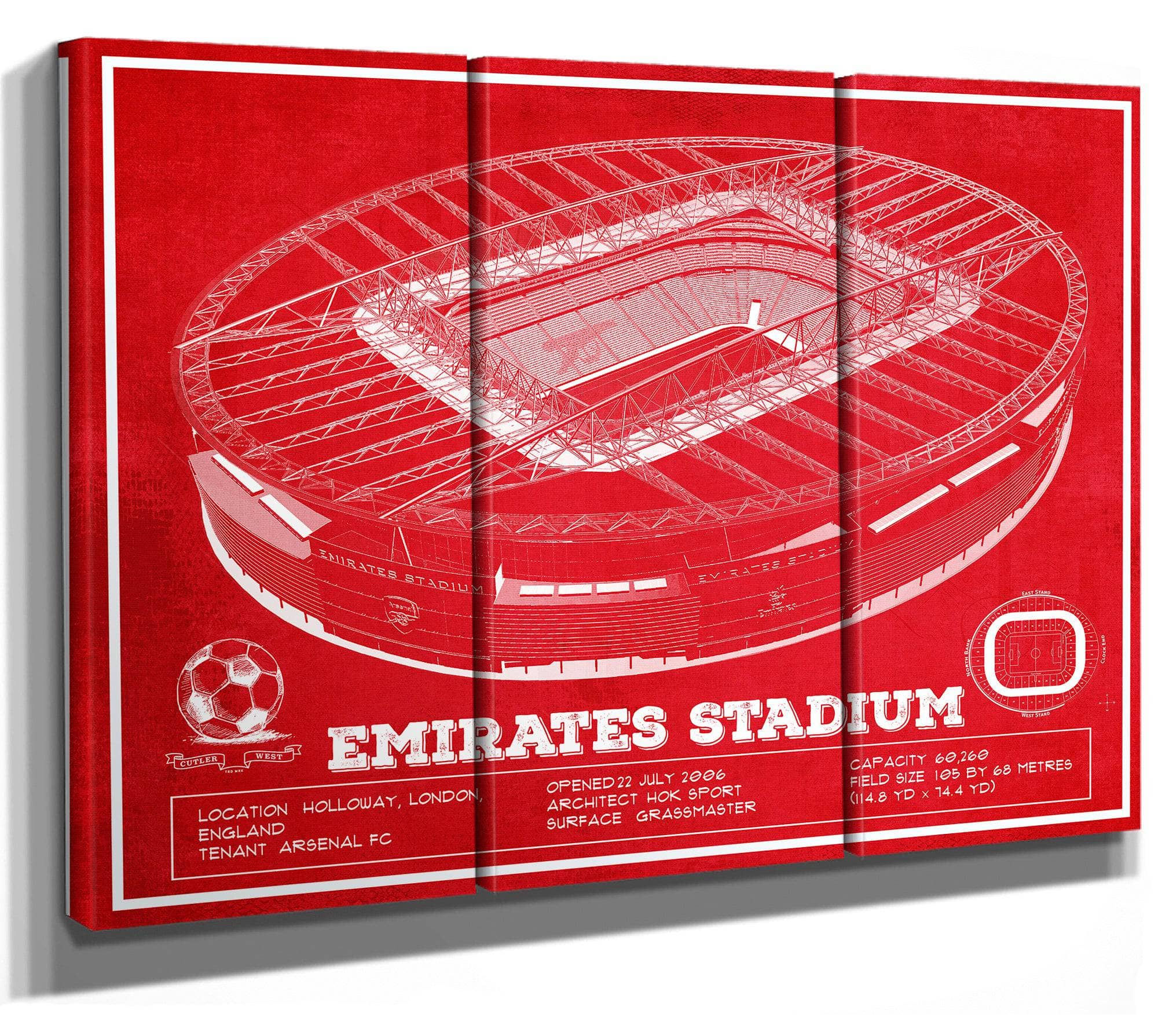Arsenal Football Club Team Color Emirates Stadium Soccer Print