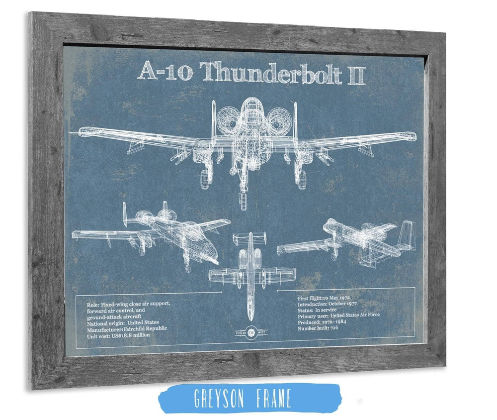 14" x 11" / Stretched Canvas Wrap Cutler West A-10 Thunderbolt II Patent Blueprint Original Military Wall Art