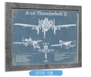 14" x 11" / Greyson Frame Cutler West A-10 Thunderbolt II Patent Blueprint Original Military Wall Art