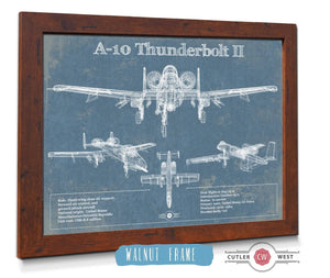 20" x 16" / Walnut Frame Cutler West A-10 Thunderbolt II Patent Blueprint Original Military Wall Art