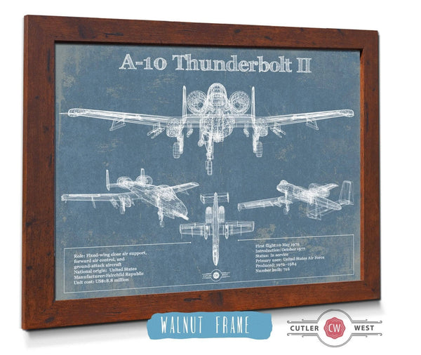 20" x 16" / Walnut Frame Cutler West A-10 Thunderbolt II Patent Blueprint Original Military Wall Art