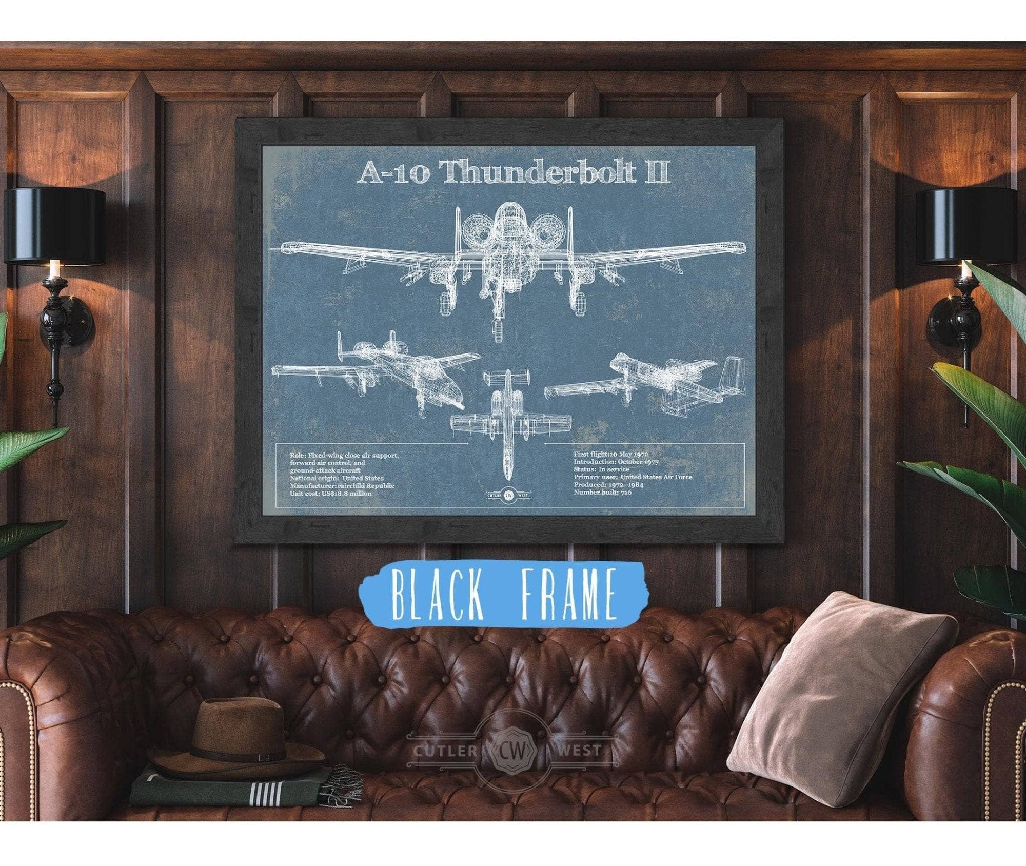 Cutler West A-10 Thunderbolt II Patent Blueprint Original Military Wall Art