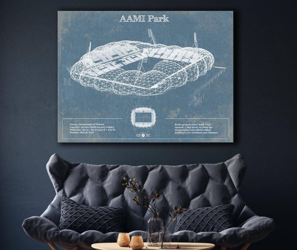 Cutler West AAMI Park Vintage Australia Rugby and Soccer Stadium Print