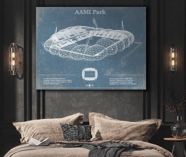 Cutler West AAMI Park Vintage Australia Rugby and Soccer Stadium Print